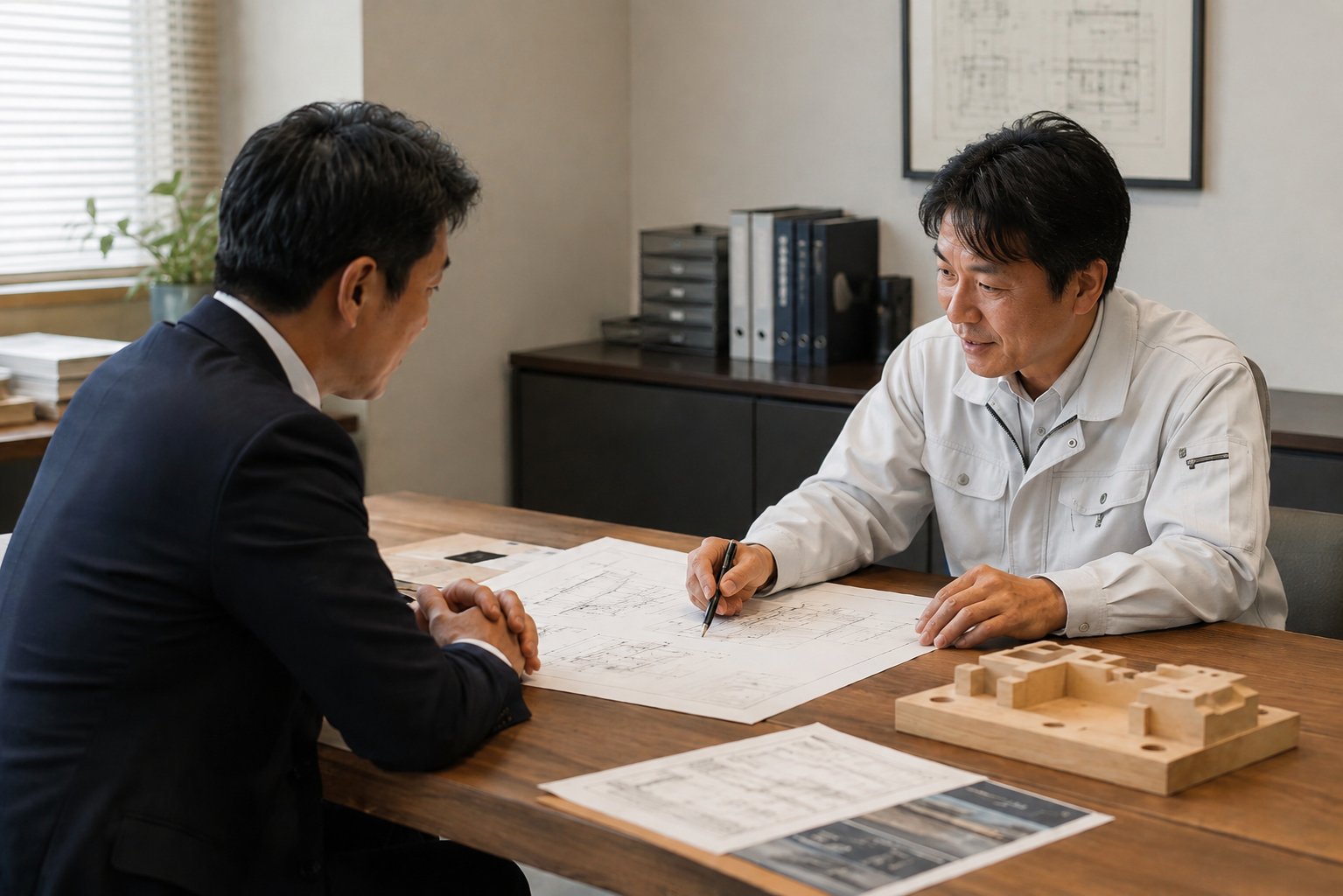 木型製作の相談・お見積りの打ち合わせ風景